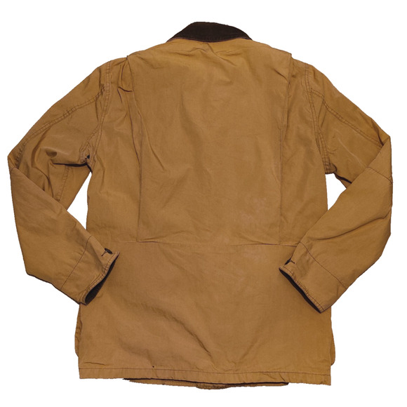 J Crew Mens Barn Jacket Size S Tan Canvas Flannel Lined Brown Cord Collar Chore - Picture 3 of 14